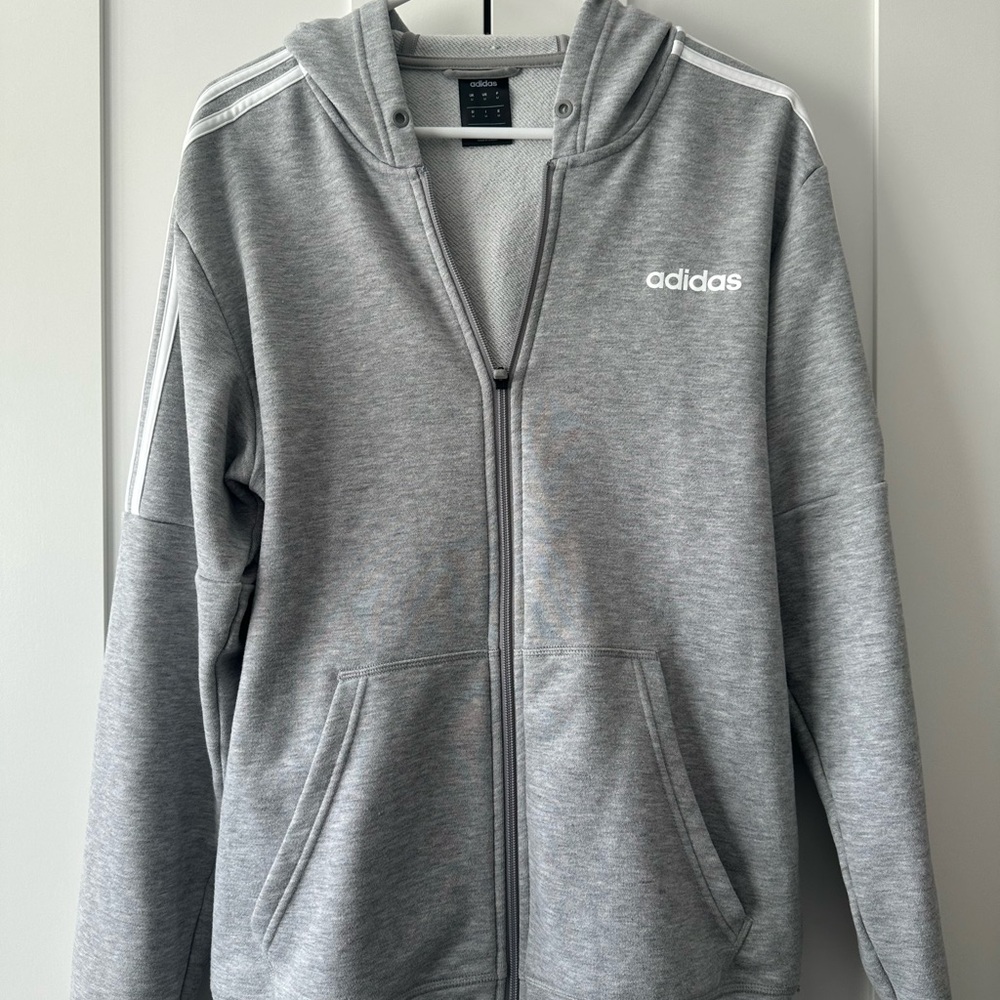 adidas Heather Gray Full-Zip Hoodie